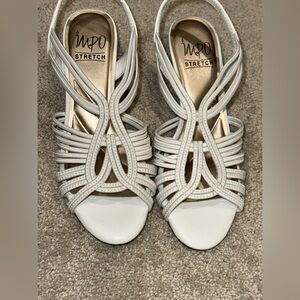 Impo Stretch White Strappy High-Heel Sandals